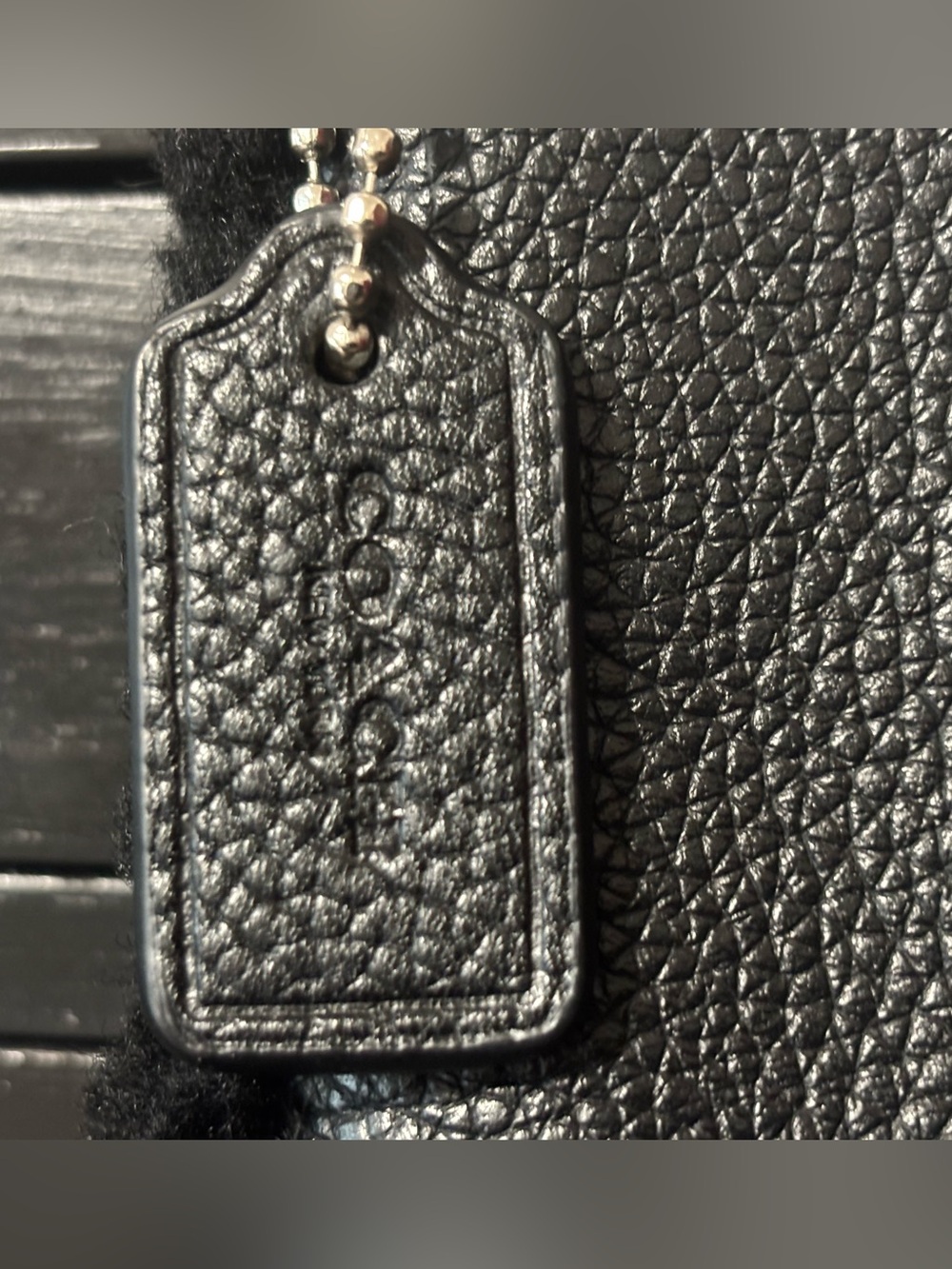 Coach Black Pebbled Leather Shearling-Trim Wristlet - Picture 8 of 11
